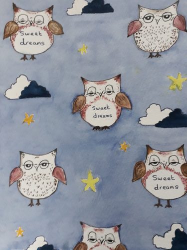 Janet G, Sweet Dreams wallpaper, mixed media.